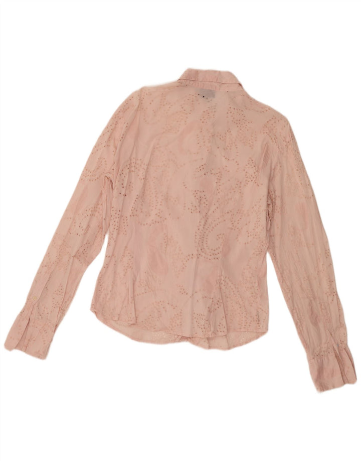 Trussardi Damen Durchsichtige Hemdbluse UK 14 Mittelrosa