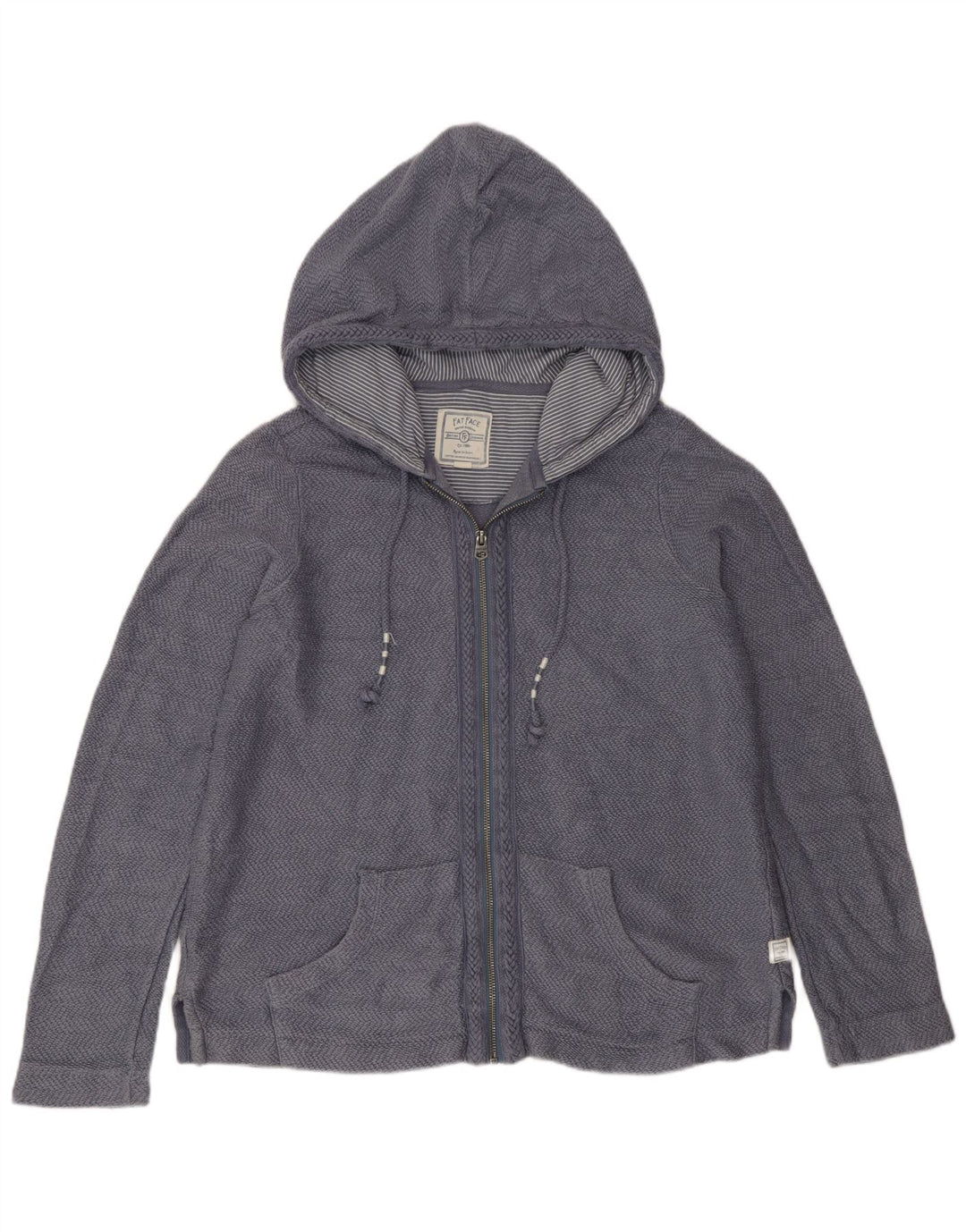 Fat Face Damen-Kapuzenpullover mit Reißverschluss, UK 14, mittelblaue Baumwolle