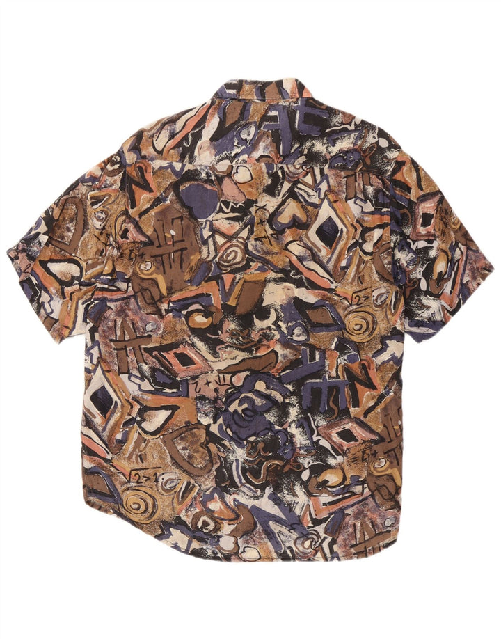 Vintage Herren-Kurzarmhemd mit abstraktem Muster, mittelgroß, mehrfarbig