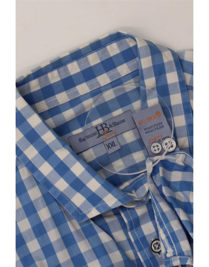 Harmont & Blaine Herrenhemd 2XL, blaue Gingham-Baumwolle