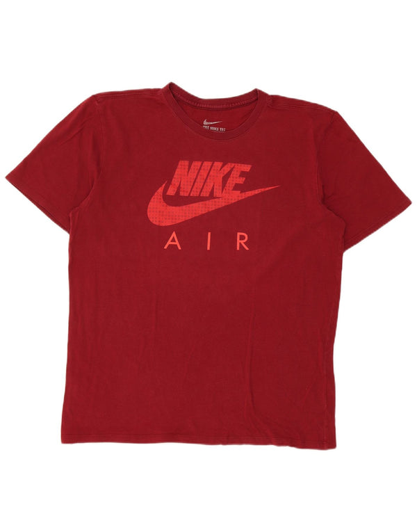 Nike Damen Grafik T-Shirt Top UK 12 Medium Burgund Baumwolle