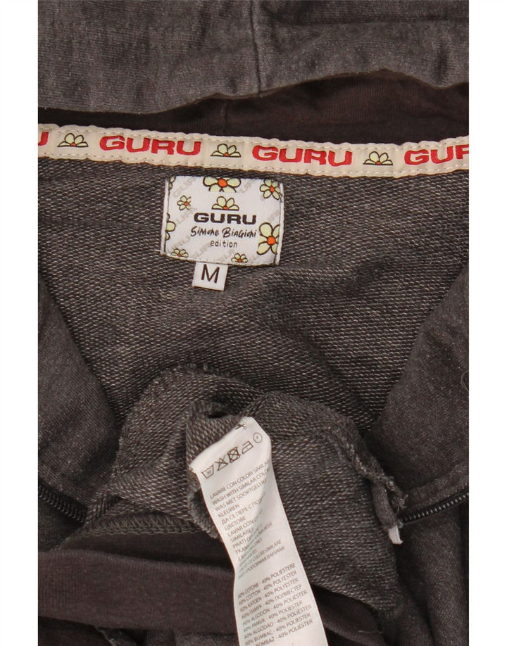 GURU Womens Zip Hoodie Sweater UK 12 Medium Grey Cotton