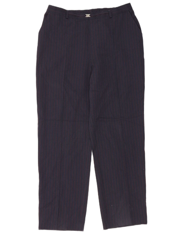 Marks & Spencer Damen Freizeithose UK 18 XL W34 L29 Marineblau gestreift