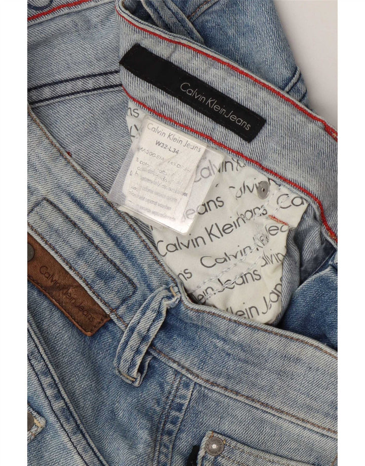 Calvin Klein Herren Straight Jeans W32 L34 Blaue Baumwolle