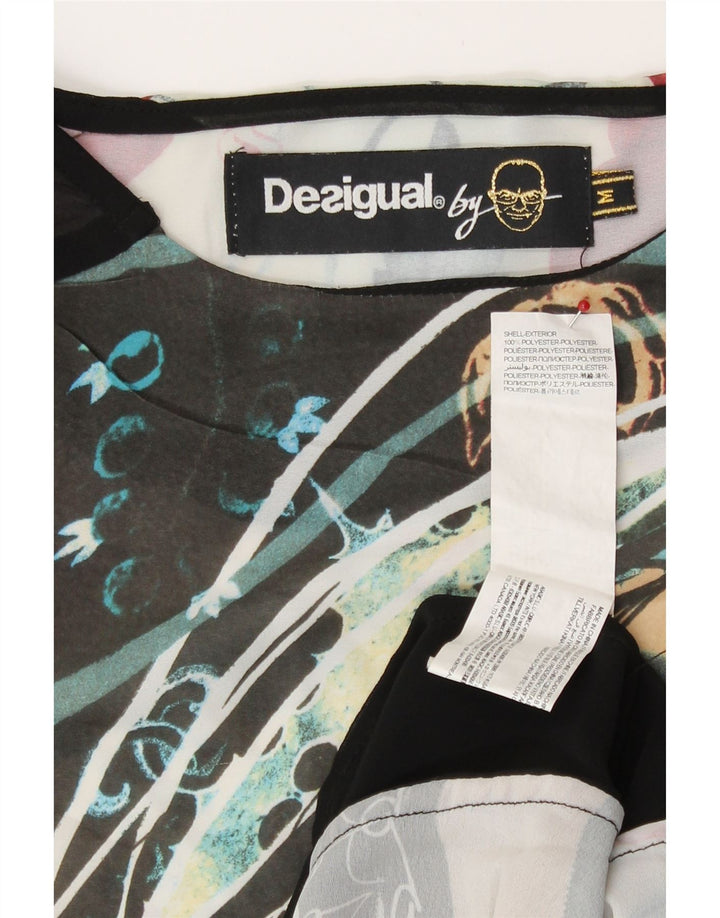 Desigual Damen Durchsichtiges Grafik-T-Shirt-Oberteil UK 14 Medium Mehrfarbig