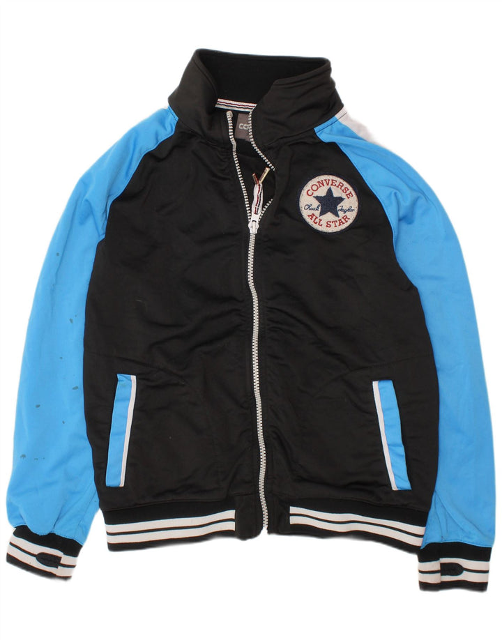 CONVERSE Jungen-Trainingsanzug-Top-Jacke, 10–11 Jahre, Mittelschwarz, Farbblock