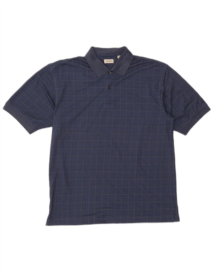 Izod Herren-Poloshirt, mittelgroß, marineblau, kariert, Baumwolle