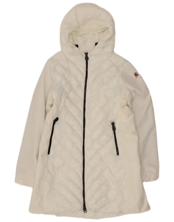 Invicta Wattierter Damenmantel mit Kapuze, UK 18, XL, Weiß, Polyester