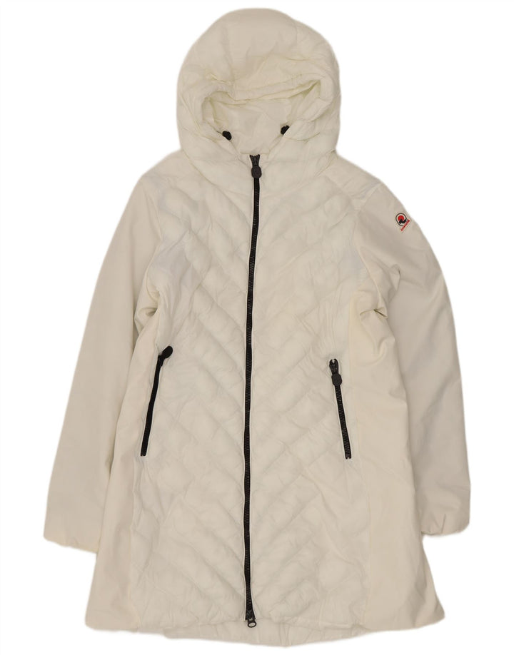 Invicta Wattierter Damenmantel mit Kapuze, UK 18, XL, Weiß, Polyester