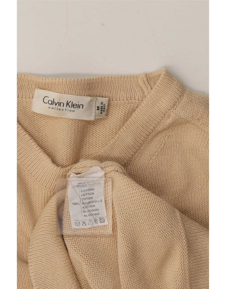 Calvin Klein Damen-Pullover mit normaler Passform und Rundhalsausschnitt, Gr. 12, Mittelbeige