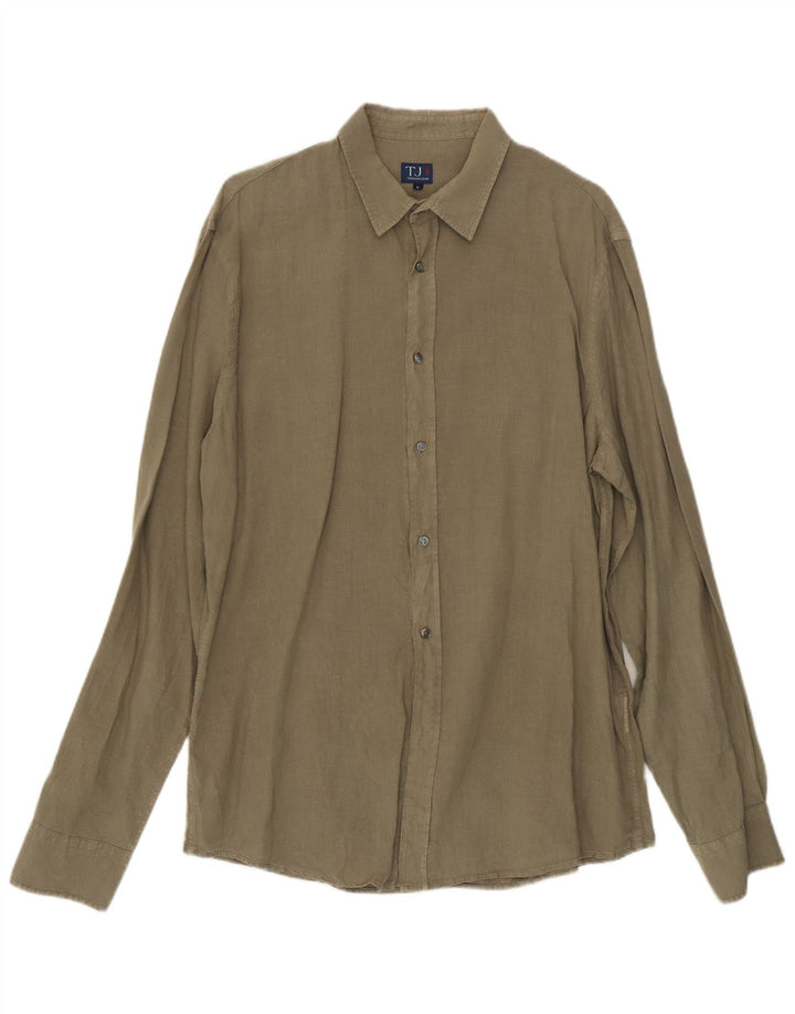 Trussardi Jeans Herrenhemd Large Khaki Leinen
