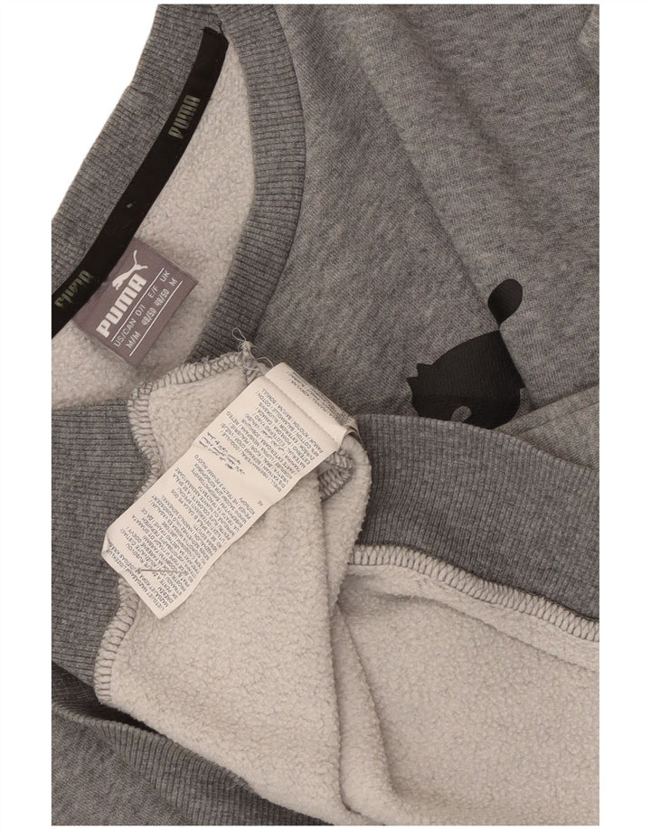 Puma Herren Grafik-Sweatshirt-Pullover aus mittelgrau gesprenkelter Baumwolle