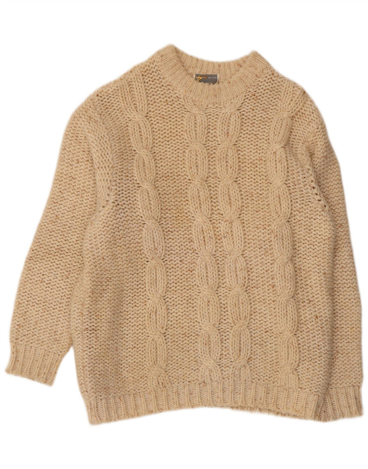 VINTAGE Damen-Pullover mit Rundhalsausschnitt, Gr. 16, groß, gebrochenes Weiß