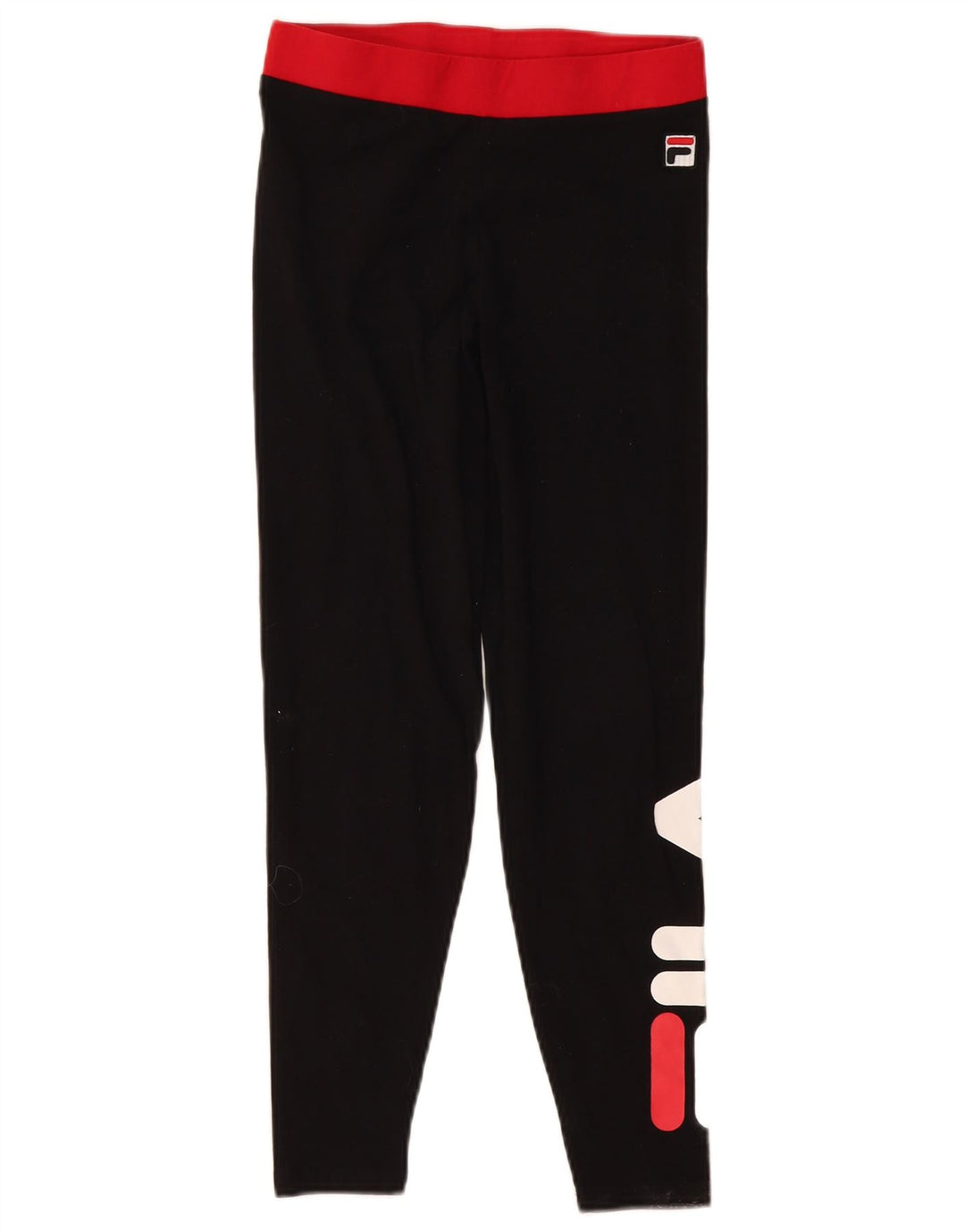 Fila Damen Grafik-Leggings UK 8 Small Schwarz Baumwolle