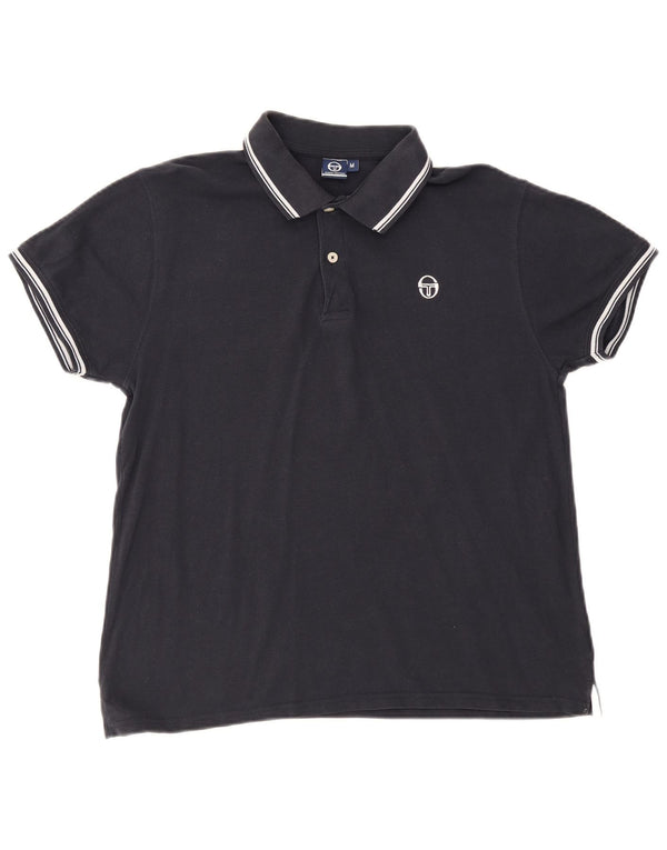 Sergio Tacchini Mens Polo Shirt Medium Navy Blue Cotton