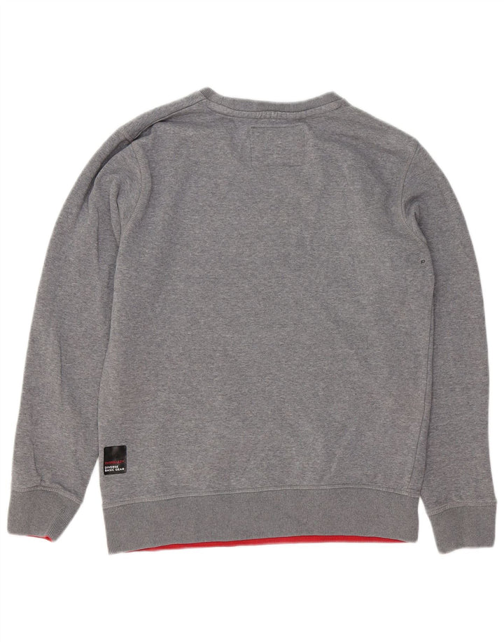VINTAGE Mens Graphic Sweatshirt Jumper Small Grey Cotton