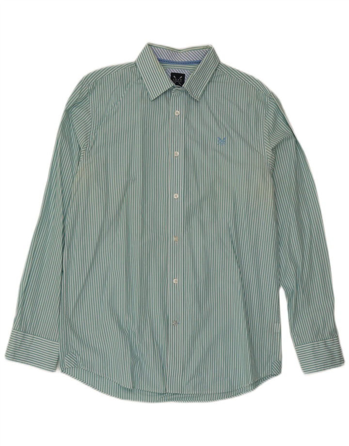 Crew Clothing Herren-Hemd mit klassischer Passform, mittelgrün, gestreift, Baumwolle