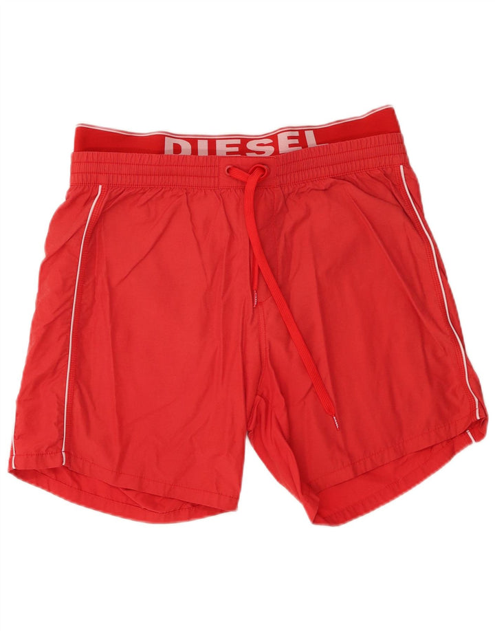 Diesel Herren-Badeshorts mit Grafik, mittelrote Baumwolle