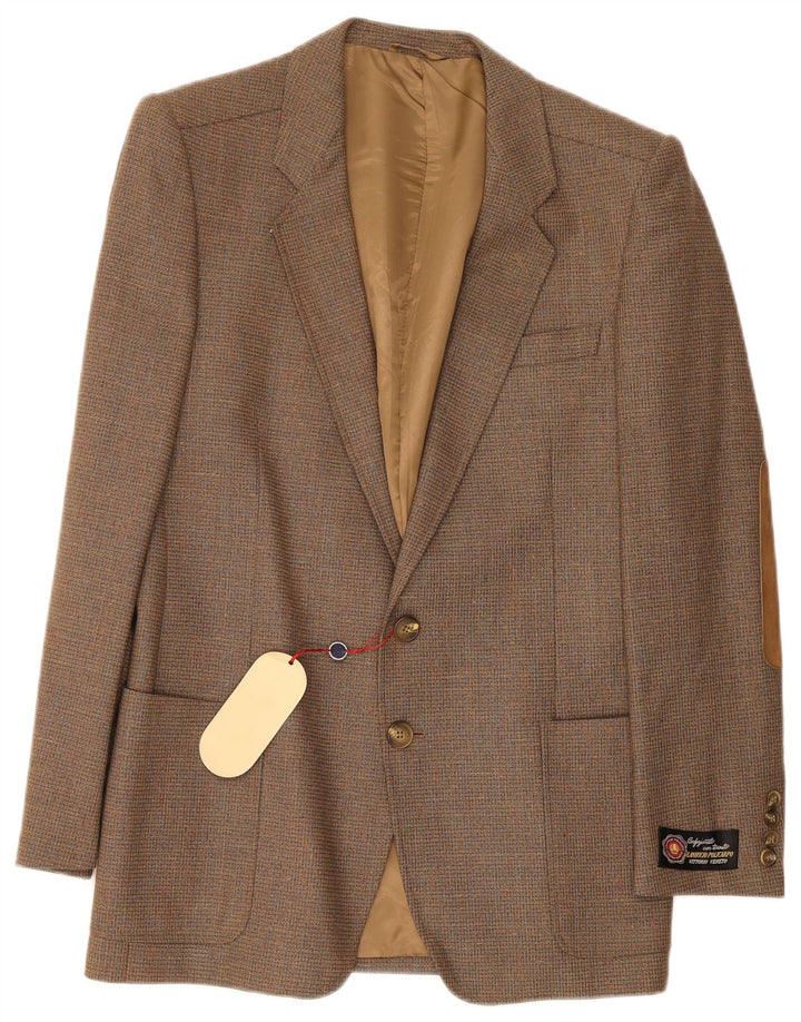 Vittorio Veneto Herren-Blazer mit 2 Knöpfen, IT 48, mittelbraune Wolle