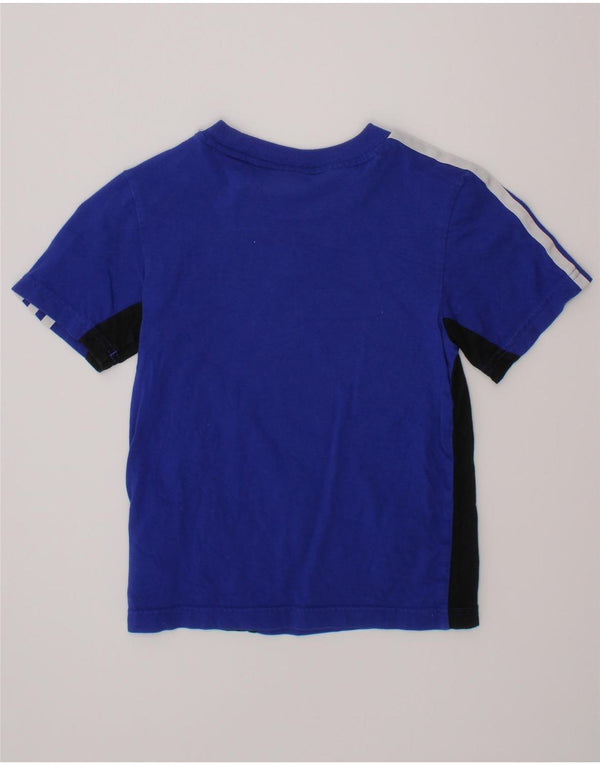 ADIDAS T-Shirt-Oberteil für Jungen, 5–6 Jahre, blaue Farbblock-Baumwolle