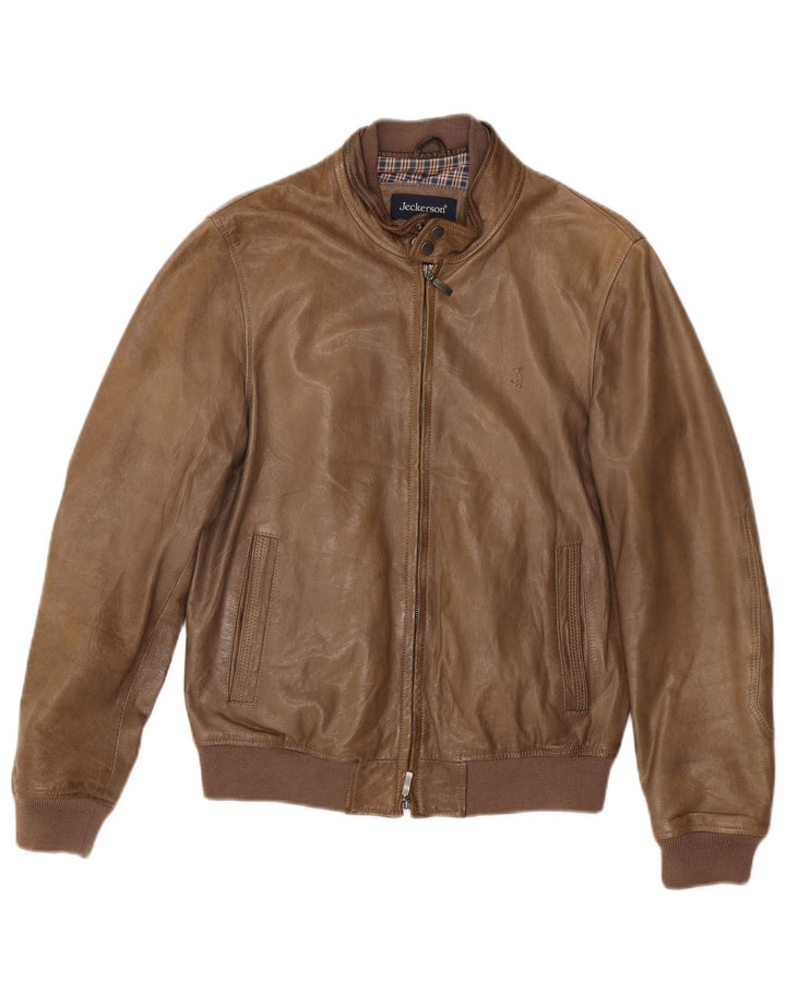 Jeckerson Herren Bomber-Lederjacke UK 36 Kleines braunes Leder
