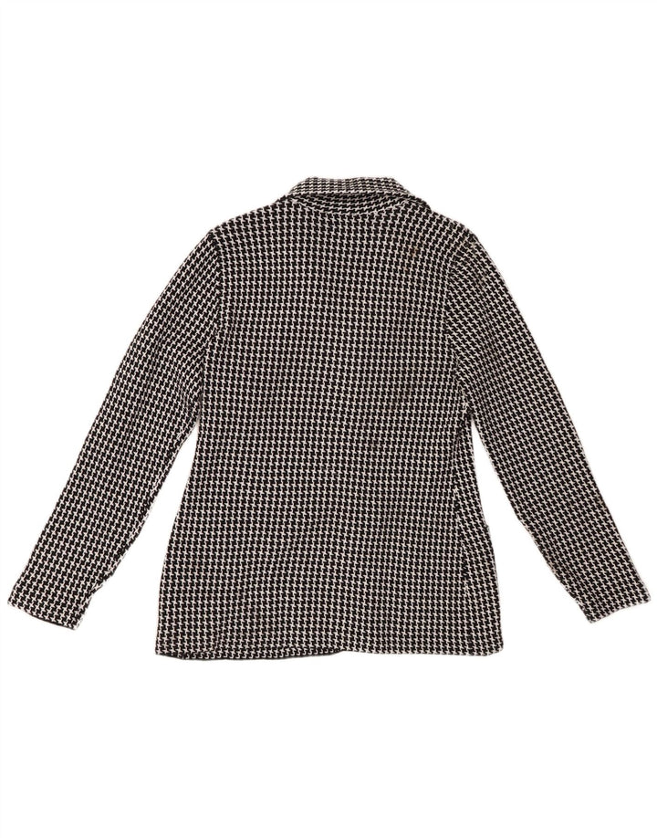 CHAPS Damen-Strickblazer mit 3 Knöpfen, Gr. 12, Mittelschwarz mit Hahnentrittmuster