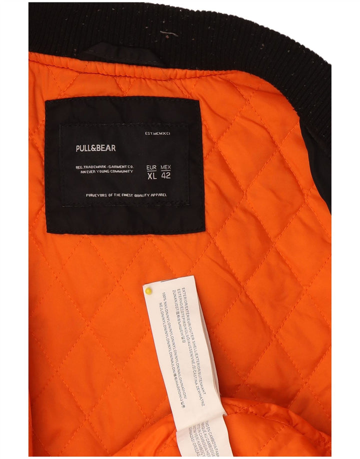 Pull & Bear Damen Bomberjacke UK 18 XL Schwarz Nylon