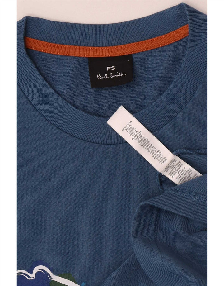 Paul Smith Herren-T-Shirt mit Grafik, groß, aus blauer Baumwolle