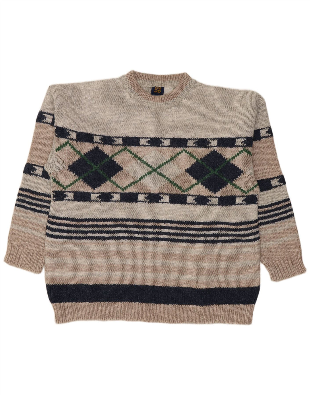 Lotto Herren-Pullover mit Rundhalsausschnitt, Größe L, Grau Argyle/Diamant