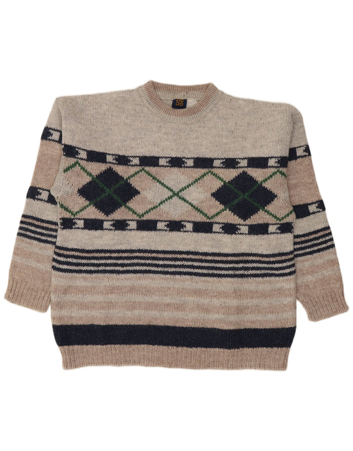 Lotto Herren-Pullover mit Rundhalsausschnitt, Größe L, Grau Argyle/Diamant