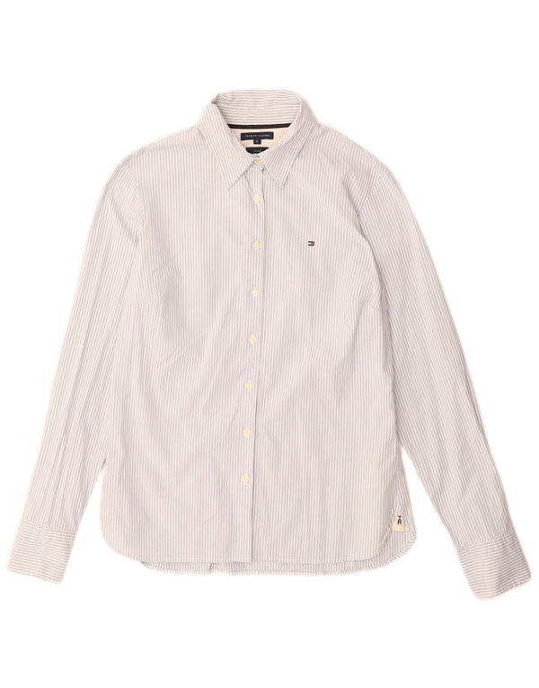 Tommy Hilfiger Womens Shirt US 8 Medium Blue Pinstripe Cotton