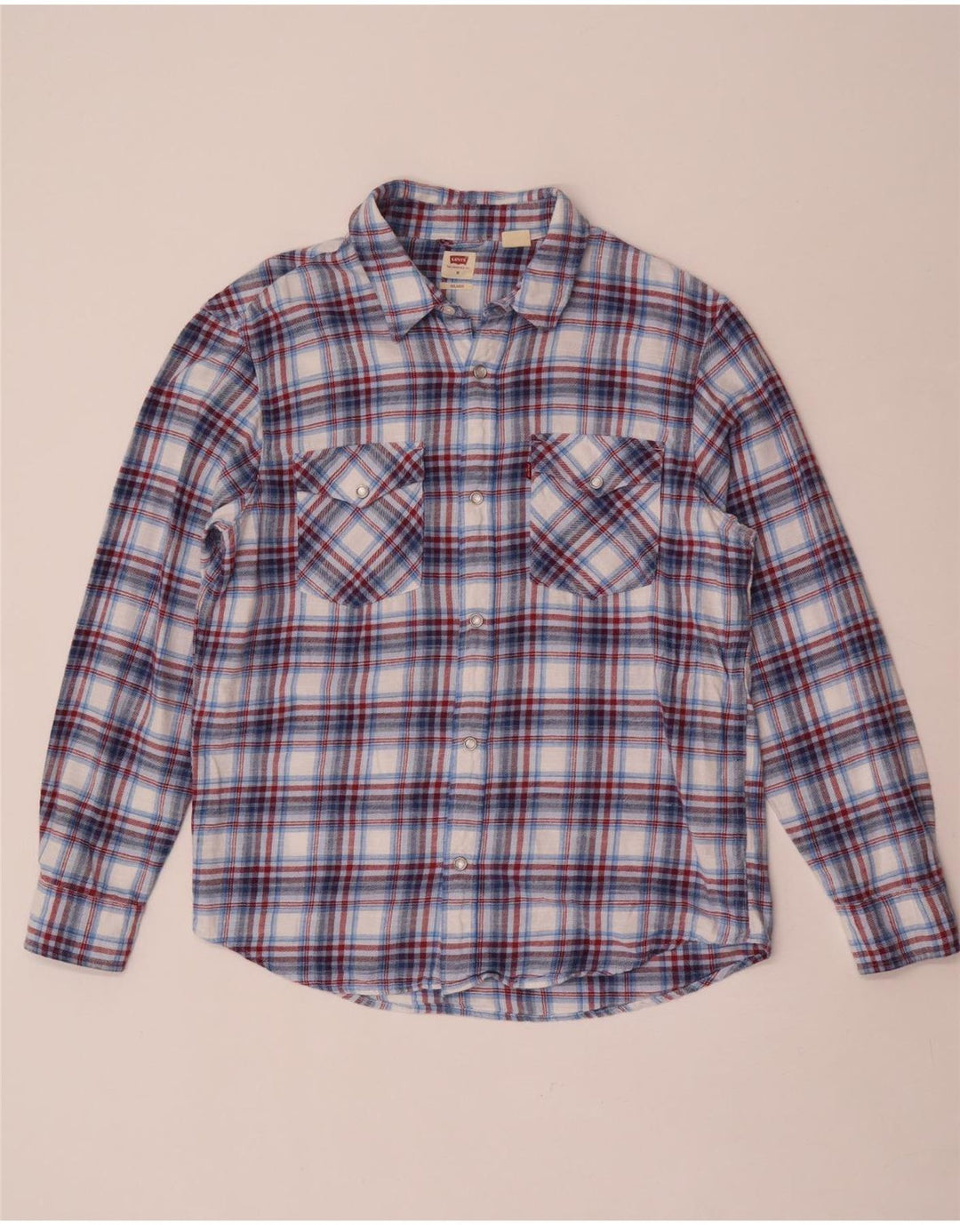 Levi's Herren-Flanellhemd aus mittelblau karierter Baumwolle