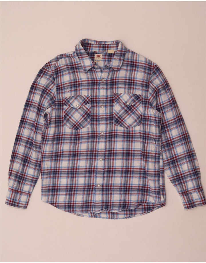 Levi's Herren-Flanellhemd aus mittelblau karierter Baumwolle