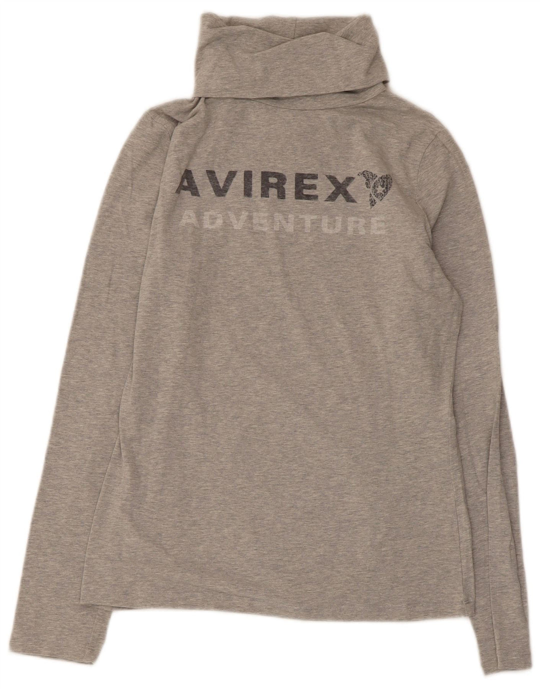 Avirex Womens Graphic Top Langarm UK 12 Mittelgraue Baumwolle