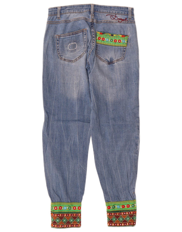 Desigual Damen Jogger Tapered Jeans W24 L27 Blau Patchwork