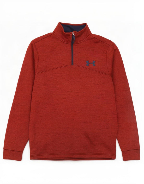 Under Armour Herren Cold Gear Zip Neck Sweatshirt Pullover Small Maroon Flecked