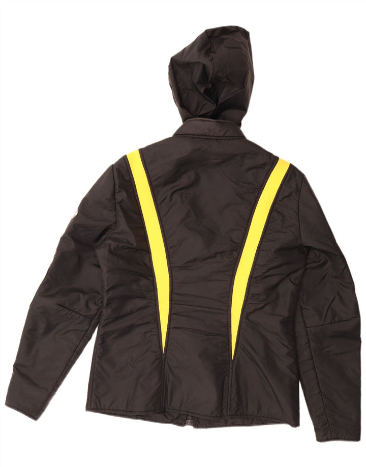 La Font Herren-Racer-Jacke mit Kapuze, UK 38, Mittelschwarz, Colourblock-Polyamid