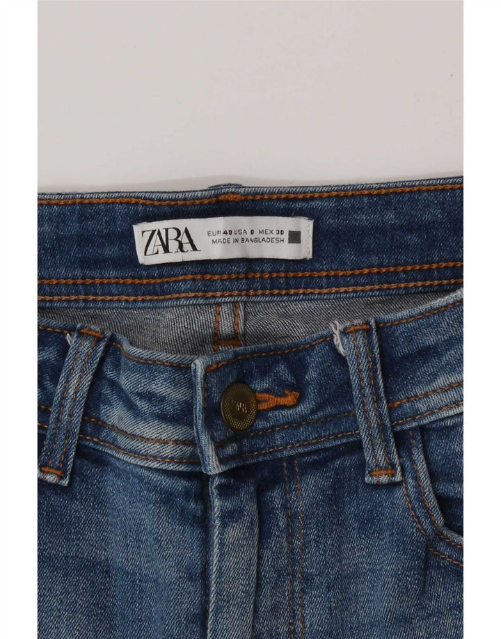 Zara Damen Distressed Slim Jeans EU 40 Medium W30 L27 Blau