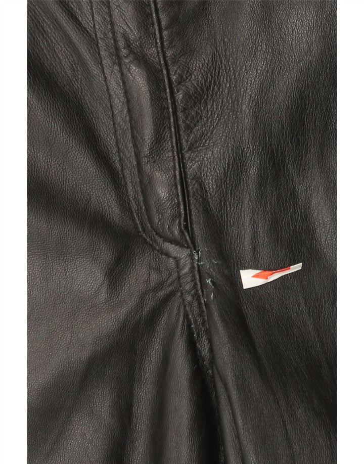 Scirocco Damen Tapered Lederhose IT 42 Medium W30 L29 Schwarzes Leder