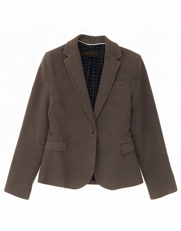 Zara Damen-Blazer mit 1 Knopf, Gr. 10, Größe S, Grau, Baumwolle