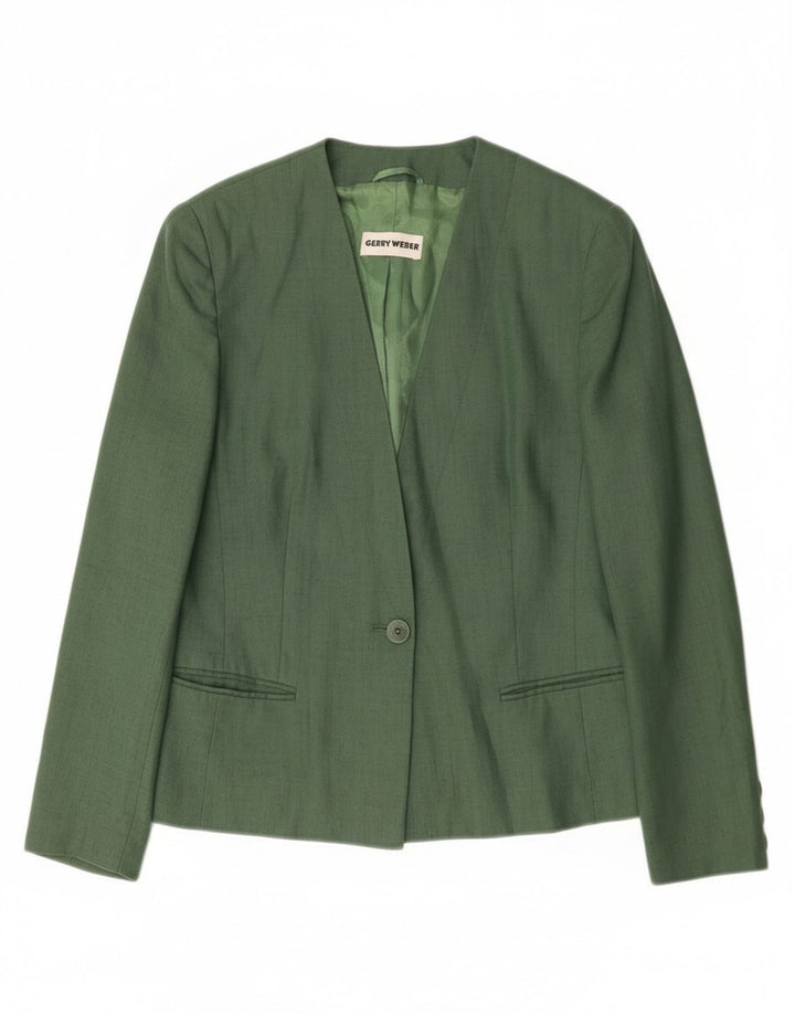 Gerry Weber Damen 1-Knopf-Blazerjacke EU 38 Mittelgrünes Leinen
