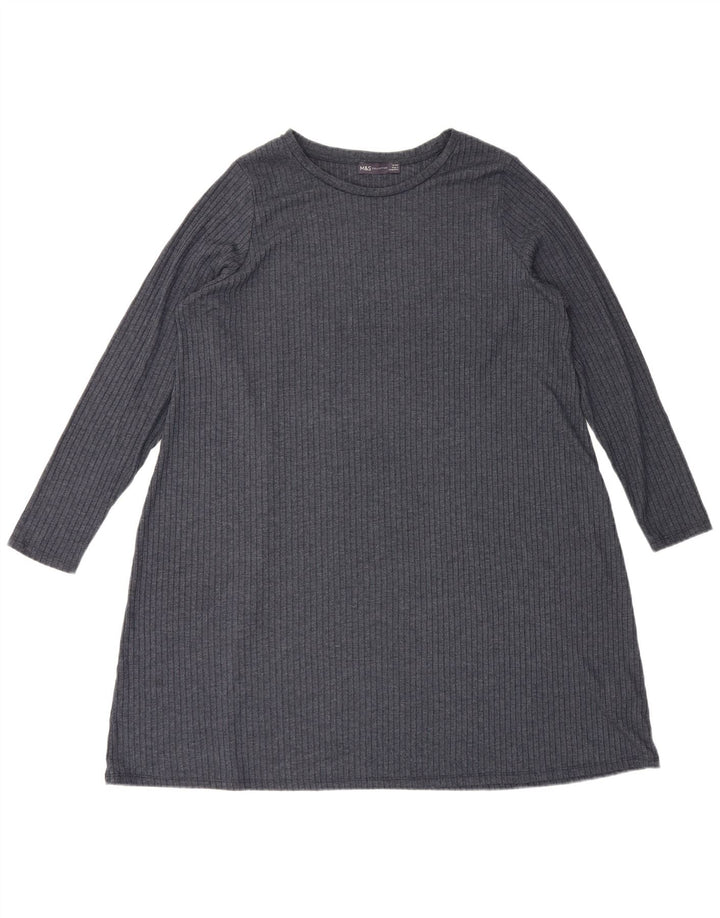 Marks & Spencer Damen Langarm-Basic-Kleid UK 20 2XL Marineblau