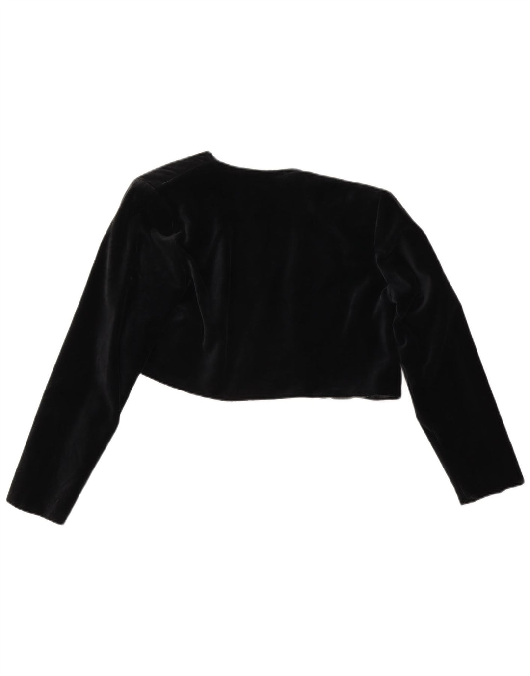 Vintage Damen Samt Open Bolero Jacke UK 14 Medium Schwarz Polyester