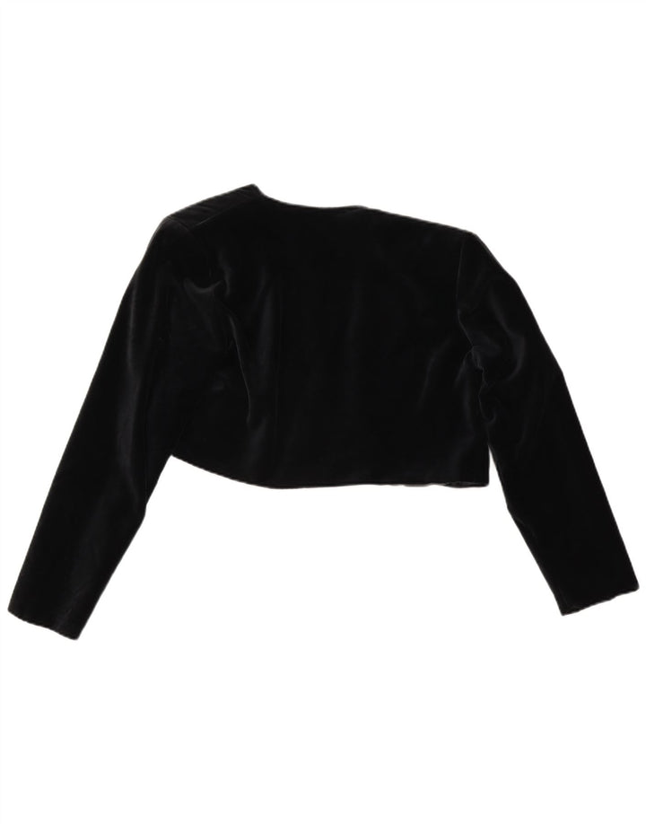 Vintage Damen Samt Open Bolero Jacke UK 14 Medium Schwarz Polyester