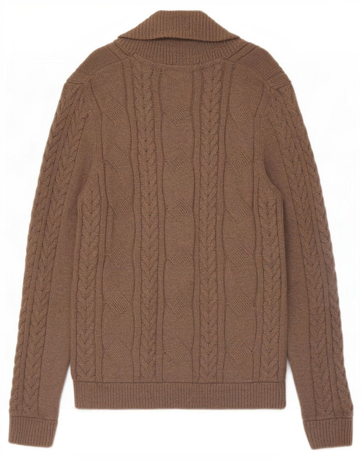 Ted Baker Herren-Strickjacke, Größe 4, groß, braune Baumwolle