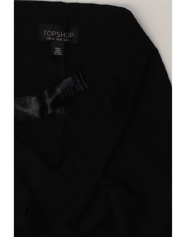 Topshop Damen Schlaghose UK 14 Large Schwarz Polyester