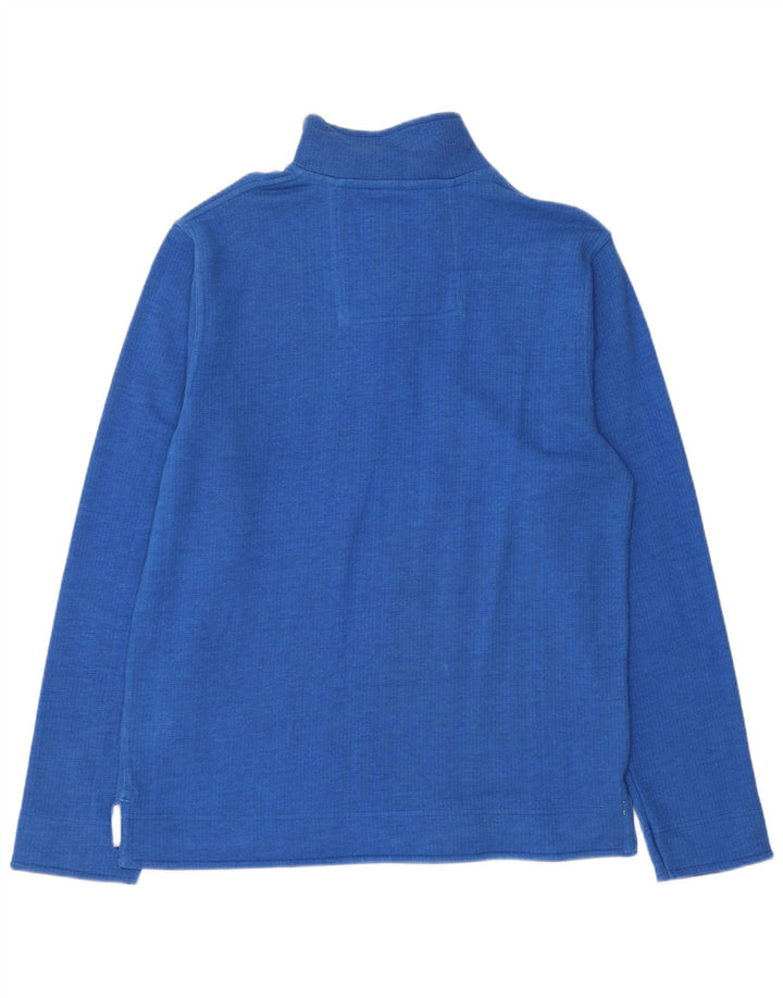 Crew Clothing Herren-Sweatshirt mit Reißverschluss am Hals, mittelblaue Baumwolle