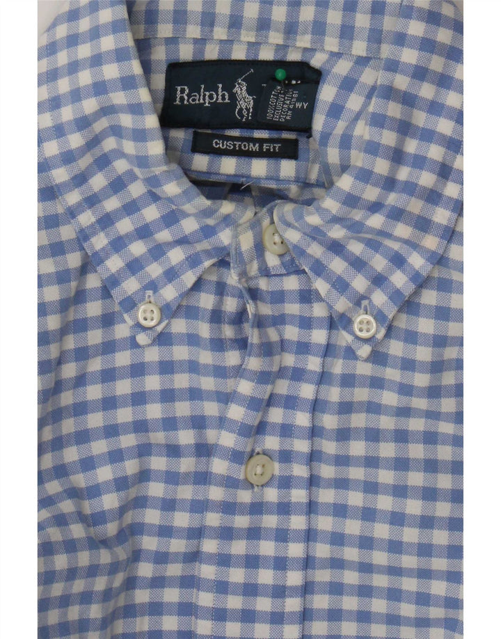 Ralph Lauren Herren-Hemd mit individueller Passform, kleine blaue Gingham-Baumwolle