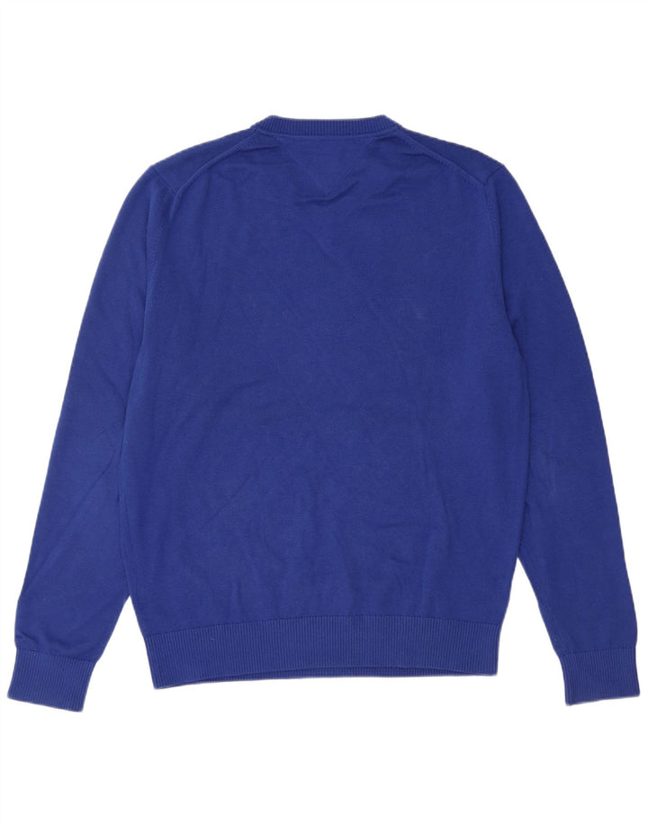 Tommy Hilfiger Herren-Pullover mit V-Ausschnitt, groß, aus blauer Baumwolle
