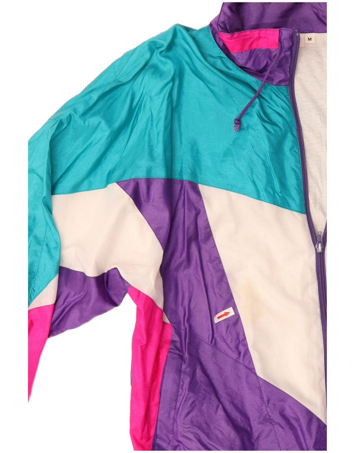 Vintage Herren-Trainingsanzug-Top-Jacke, mittelgroß, mehrfarbig, Farbblock, 80er-Jahre